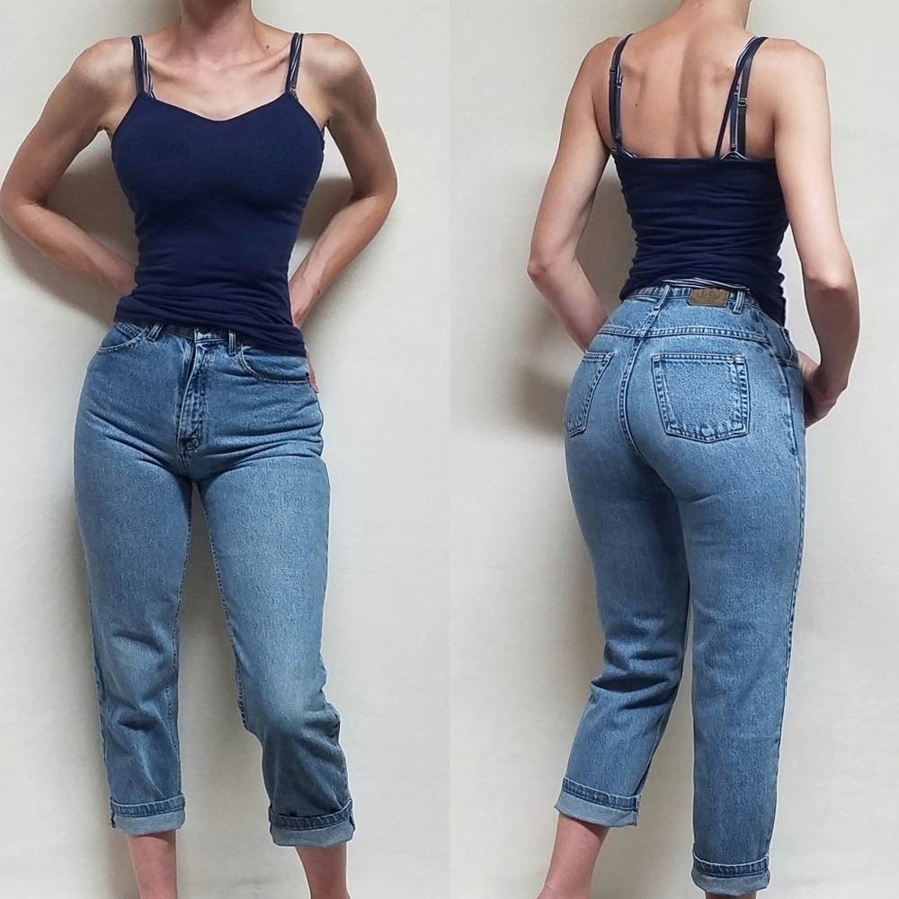 VINTAGE 1990s Route 66 Mid Wash Stone Wash High Rise Tapered Mom Jeans 4